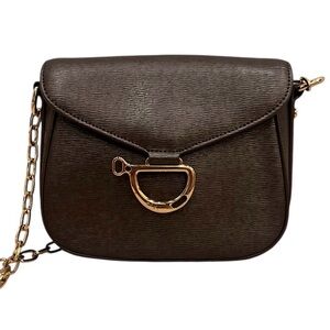 Ralph Lauren Dark Brown Crossbody Bag with Gold Accents